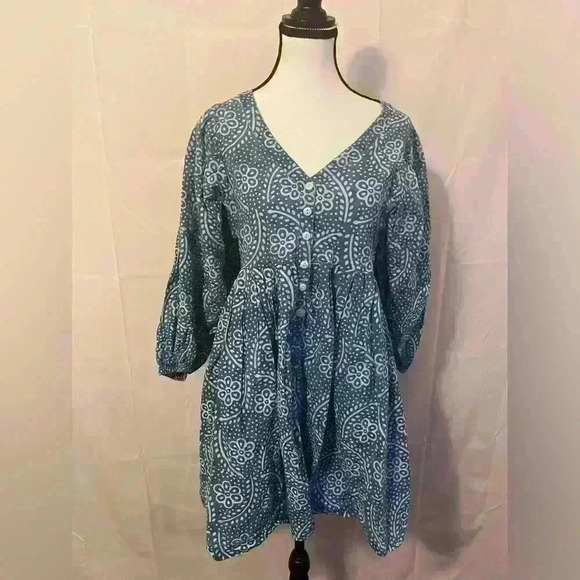 Madewell Floral Button-up Dress‎ with Bubble Sleeves & Pockets! Women's Size XS - Picture 1 of 11